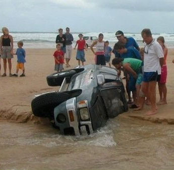 Toyota 4Runner On Side In Beach Sand