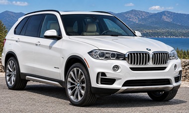 2017 BMW X5 xDrive35i third-generation SUV in Alpine White, front three-quarter view