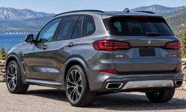 2021 BMW X5 xDrive40i fourth-generation luxury SUV in metallic gray, rear three-quarter view