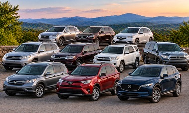 Reliable older used SUVs parked together
