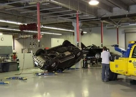 Car Upside Down In Shop