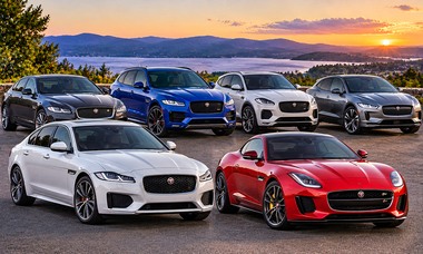 Selection of Jaguar luxury sedans, SUVs and sports cars