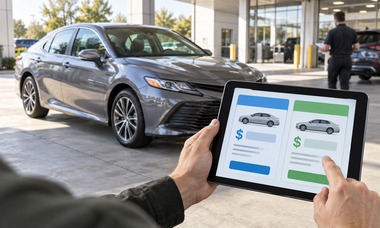 Comparing two online trade-in appraisals for a car at a dealership